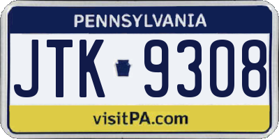 PA license plate JTK9308