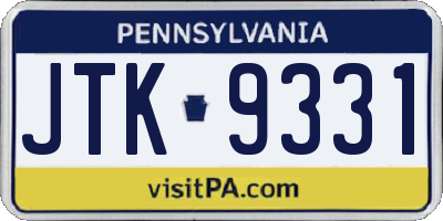 PA license plate JTK9331