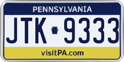PA license plate JTK9333
