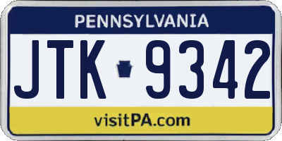 PA license plate JTK9342