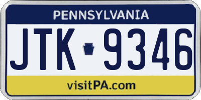 PA license plate JTK9346