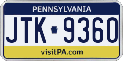 PA license plate JTK9360