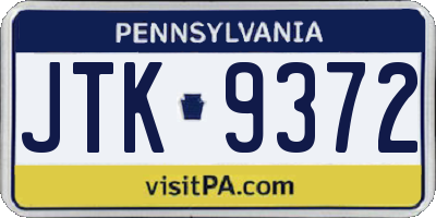 PA license plate JTK9372