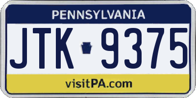 PA license plate JTK9375