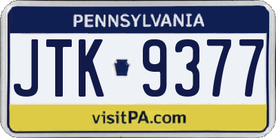 PA license plate JTK9377