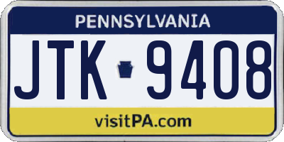 PA license plate JTK9408