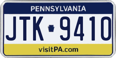 PA license plate JTK9410