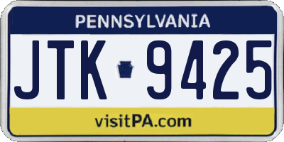 PA license plate JTK9425