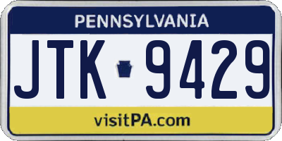 PA license plate JTK9429