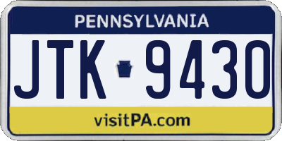 PA license plate JTK9430