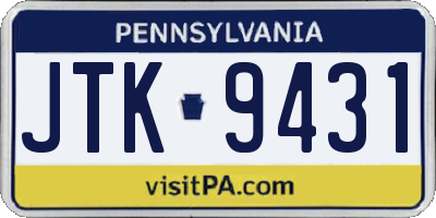 PA license plate JTK9431