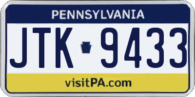 PA license plate JTK9433