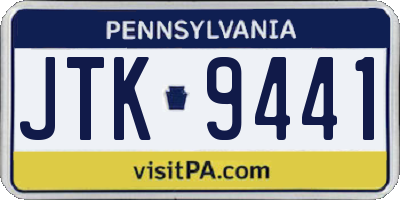 PA license plate JTK9441