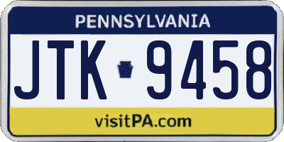 PA license plate JTK9458