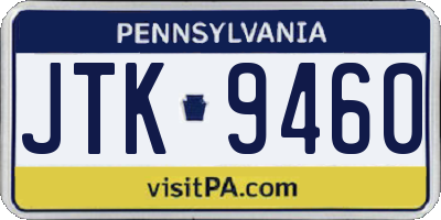 PA license plate JTK9460
