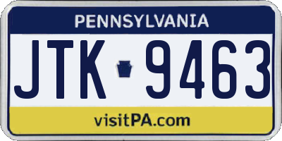 PA license plate JTK9463