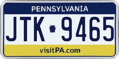 PA license plate JTK9465