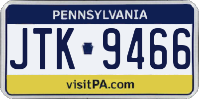 PA license plate JTK9466