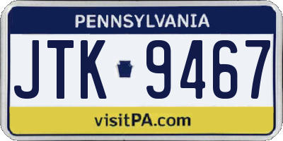PA license plate JTK9467