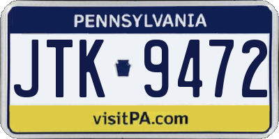 PA license plate JTK9472