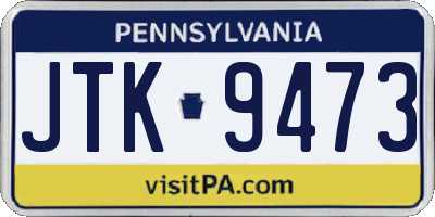 PA license plate JTK9473