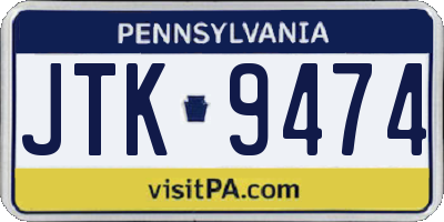 PA license plate JTK9474