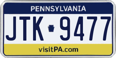 PA license plate JTK9477