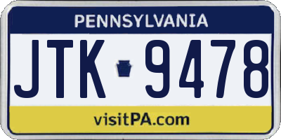 PA license plate JTK9478
