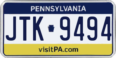 PA license plate JTK9494