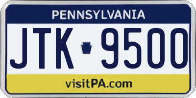 PA license plate JTK9500
