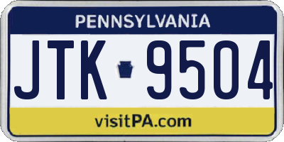 PA license plate JTK9504