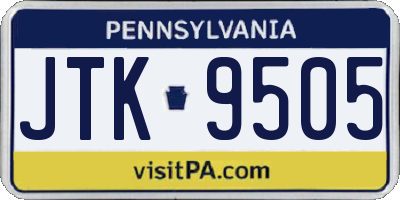 PA license plate JTK9505
