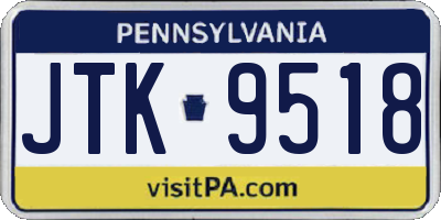 PA license plate JTK9518