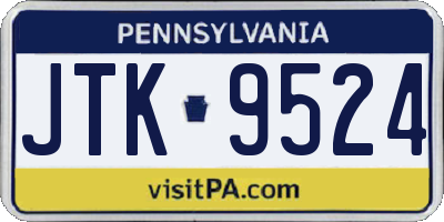 PA license plate JTK9524