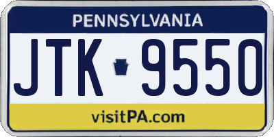 PA license plate JTK9550