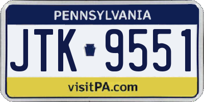 PA license plate JTK9551
