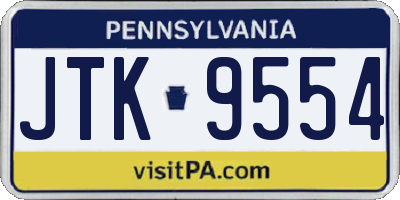 PA license plate JTK9554
