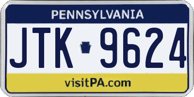 PA license plate JTK9624