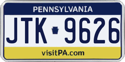 PA license plate JTK9626