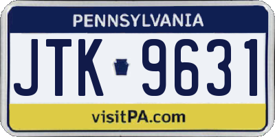 PA license plate JTK9631