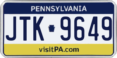 PA license plate JTK9649