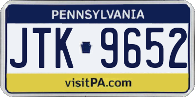 PA license plate JTK9652
