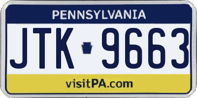 PA license plate JTK9663