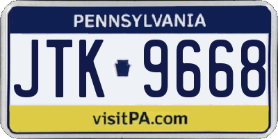 PA license plate JTK9668