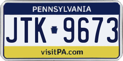 PA license plate JTK9673