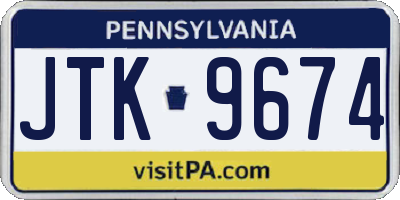 PA license plate JTK9674