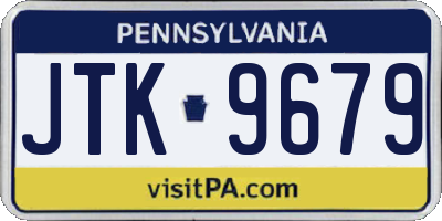 PA license plate JTK9679