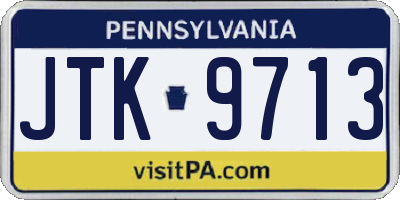 PA license plate JTK9713