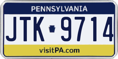 PA license plate JTK9714