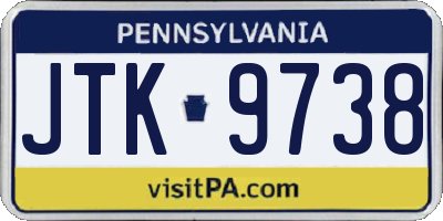 PA license plate JTK9738